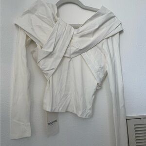 White Off-Shoulder Long Sleeve Top